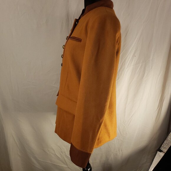 NWT Gold and Brown Button-Down Jacket with Mandarin, Size M - Picture 3 of 7